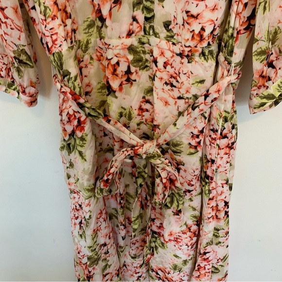 J. Jill Hydrangea Floral Print Flowy Button Up Belted Midi Dress Size Large - Picture 5 of 12